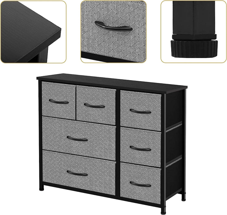 Grey Fabric Drawer Dresser for Home Organization